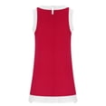 thumbnail image 2 of Robe d'Été à Manches Courtes pour Femmes Col Rond Col en V Solide Décontractée Mini Robe Patineuse Ensemble Deux Pièces, Jupe d'Été Courte, 2 of 6