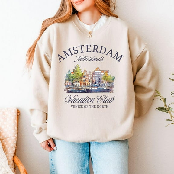 Amsterdam Tourist Sweatshirt, City of Canals Crewneck, Netherlands Travel Pullover Gift