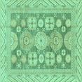 thumbnail image 1 of Ahgly Company Machine Washable Indoor Square Oriental Turquoise Blue Traditional Area Rugs, 4' Square, 1 of 4