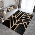 thumbnail image 3 of 3D Black Gold Marble Area Rugs, Yellow Geometric Retro Lines Irregular Bedroom Rug, Non-Slip Mat Soft and Comfortable Light Texture Apply to Dorm Room Office Family and Pet 5x8ft, 3 of 6