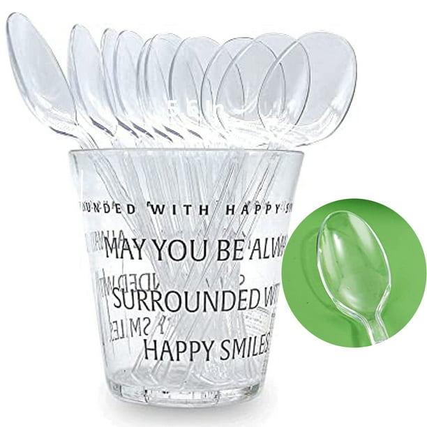 [300 Pack] Clear Plastic Spoons Disposable Basic Plastic Spoons
