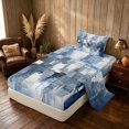 thumbnail image 2 of Manfei Abstract Geometric Block Twin Sheets, Abstract Artwork Bedding, Blue White Gray, Gray Reversible 3 Pieces1 Flat Sheet + 1 Fitted Sheet + 1 Pillowcase, 2 of 6