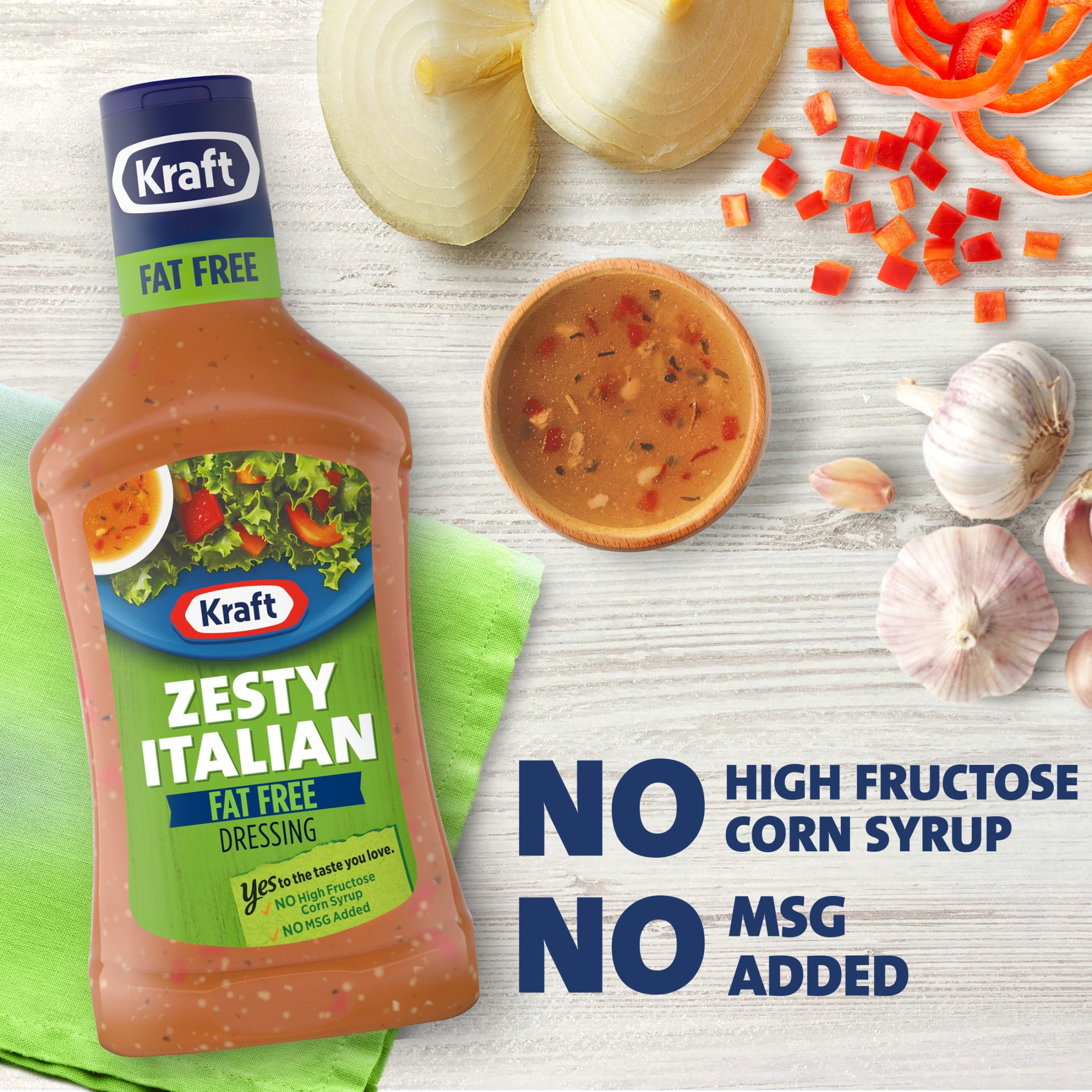 Kraft Zesty Italian Fat Free Dressing, 16 fl oz Bottle