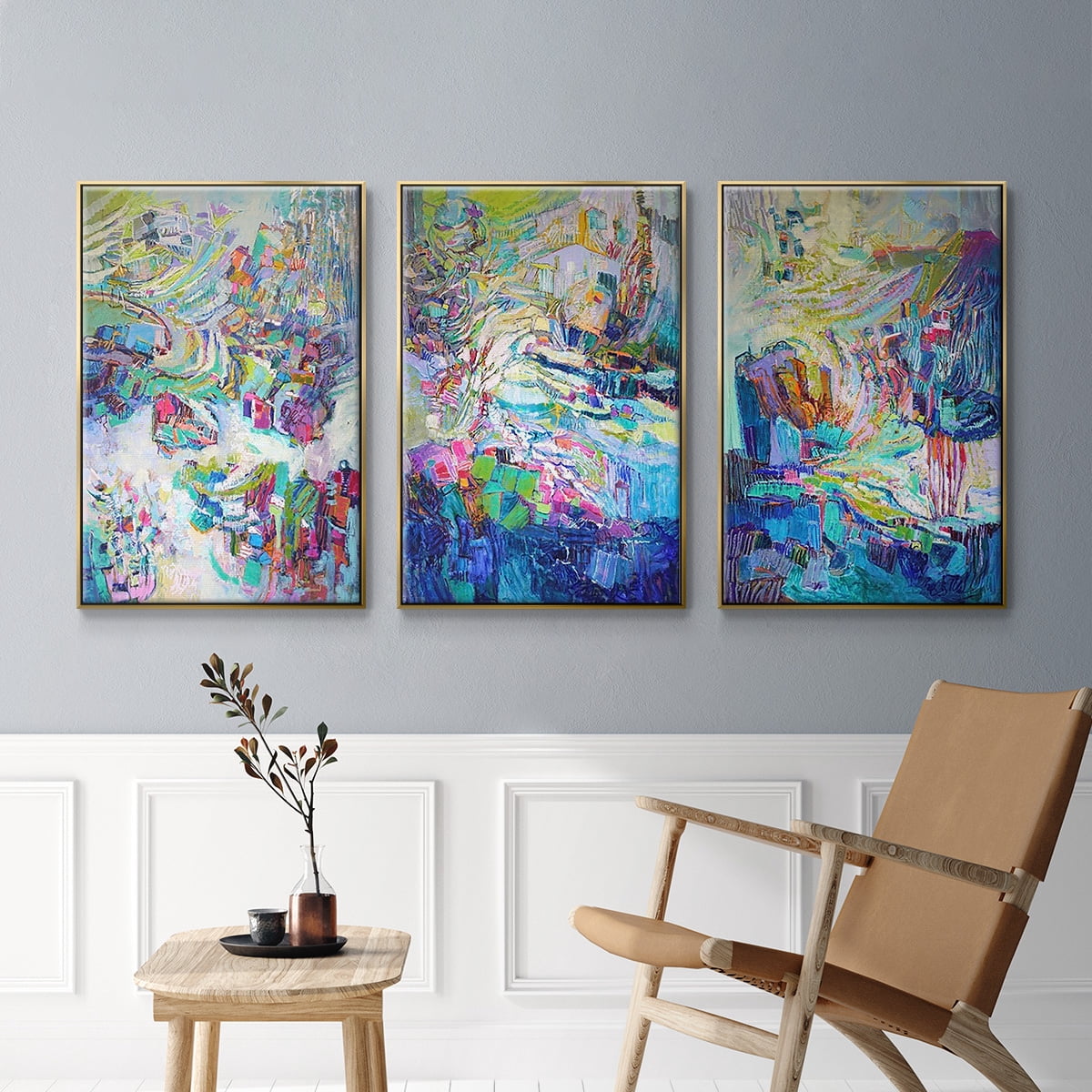 Gathering up the Goddess I - Framed Premium Gallery Wrapped Canvas L Frame 3 Piece Set - Ready to Hang