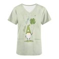 thumbnail image 4 of Fiudx Ofertas Relámpago Blusa de Manga Corta con Cuello En V para Mujer, Uniforme de Trabajo, Impresión de Bolsillo, 4 of 5