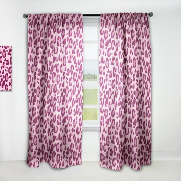 Designart 'Pink Leopard Pattern Retro' Mid-Century Modern Curtain Panel