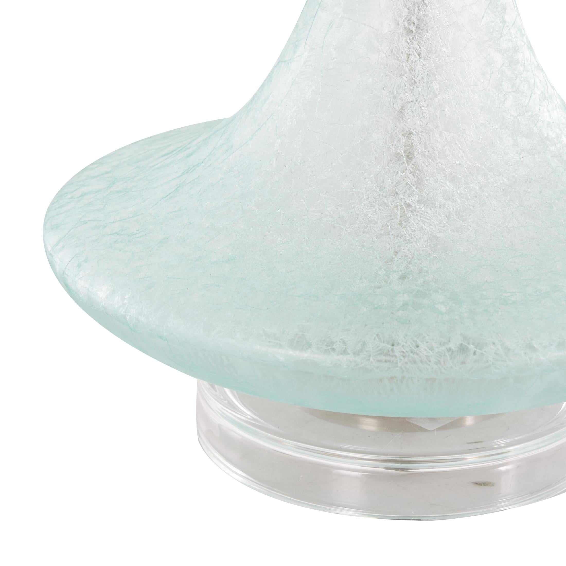 DecMode 25" Textured Frosted Round Teal Table Lamp with White Linen Shade