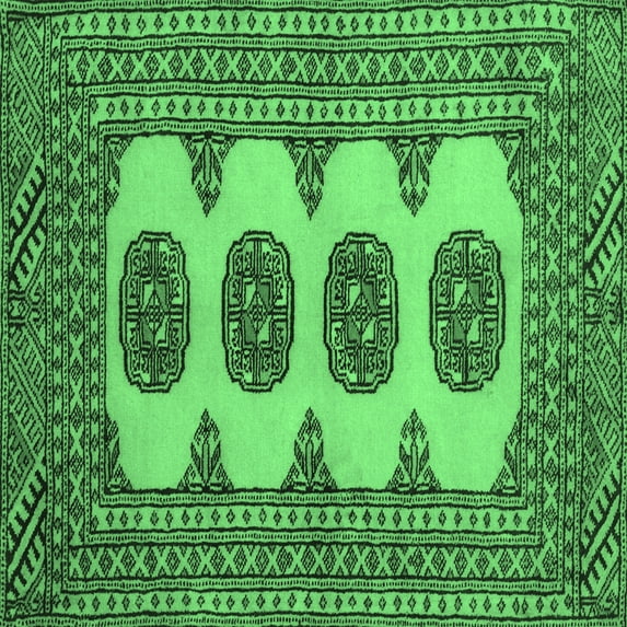 Ahgly Company Machine Washable Indoor Square Southwestern Emerald Green Country Area Rugs, 3' Square
