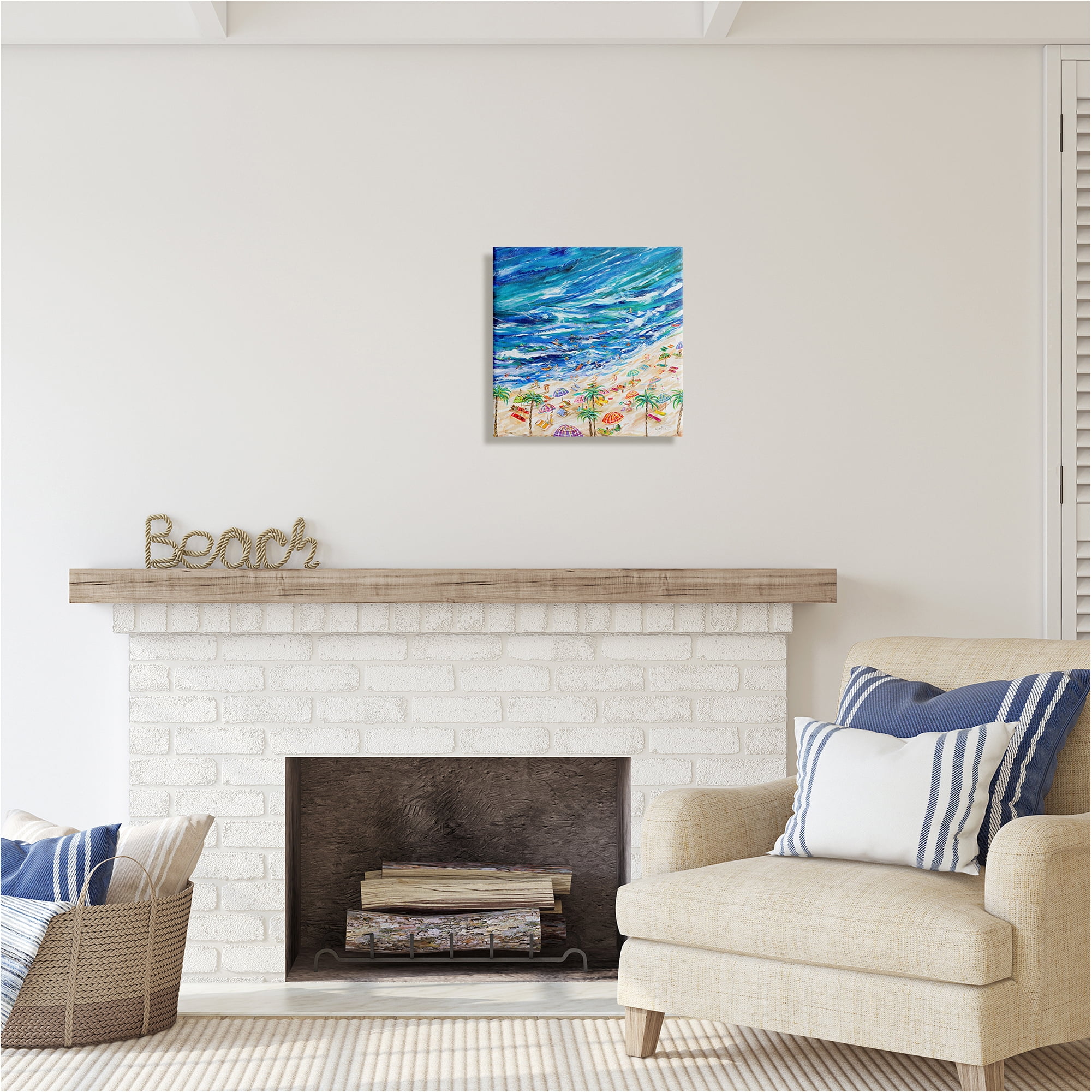 Stupell Industries Summer Beach Painting Abstract Painting Gallery Wrapped Canvas Art Print Wall Art, 17 x 17