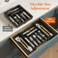 thumbnail image 6 of Silverware Drawer Organizer, Expandable Utensil Organizer for Kitchen Drawers, Adjustable Cutlery and Flatware Tray, Plastic Spoons Forks Knives Holder Storage Dividers, Large, Black, 6 of 8