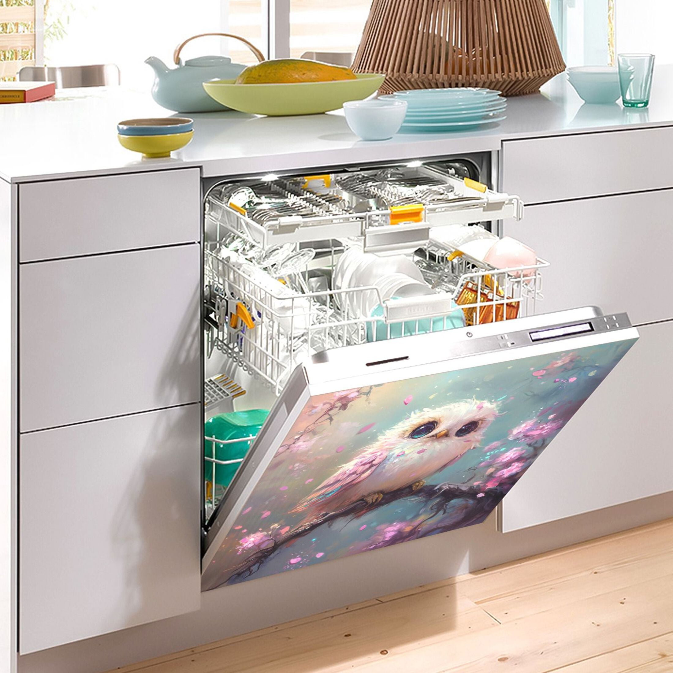 Dishwasher Magnetic Sticker 23x26 Inch Refrigerator Magnetic Sticker Washing Machine Magnetic Sticker Kitchen Panel Magnetic Sticker Home Decor Super Beautiful Owl