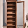 thumbnail image 2 of Armario de entrada de madera maciza, armario de almacenamiento con espejo estrecho alto con puerta, bolsa para balcón, porche, zapatos, 2 of 4