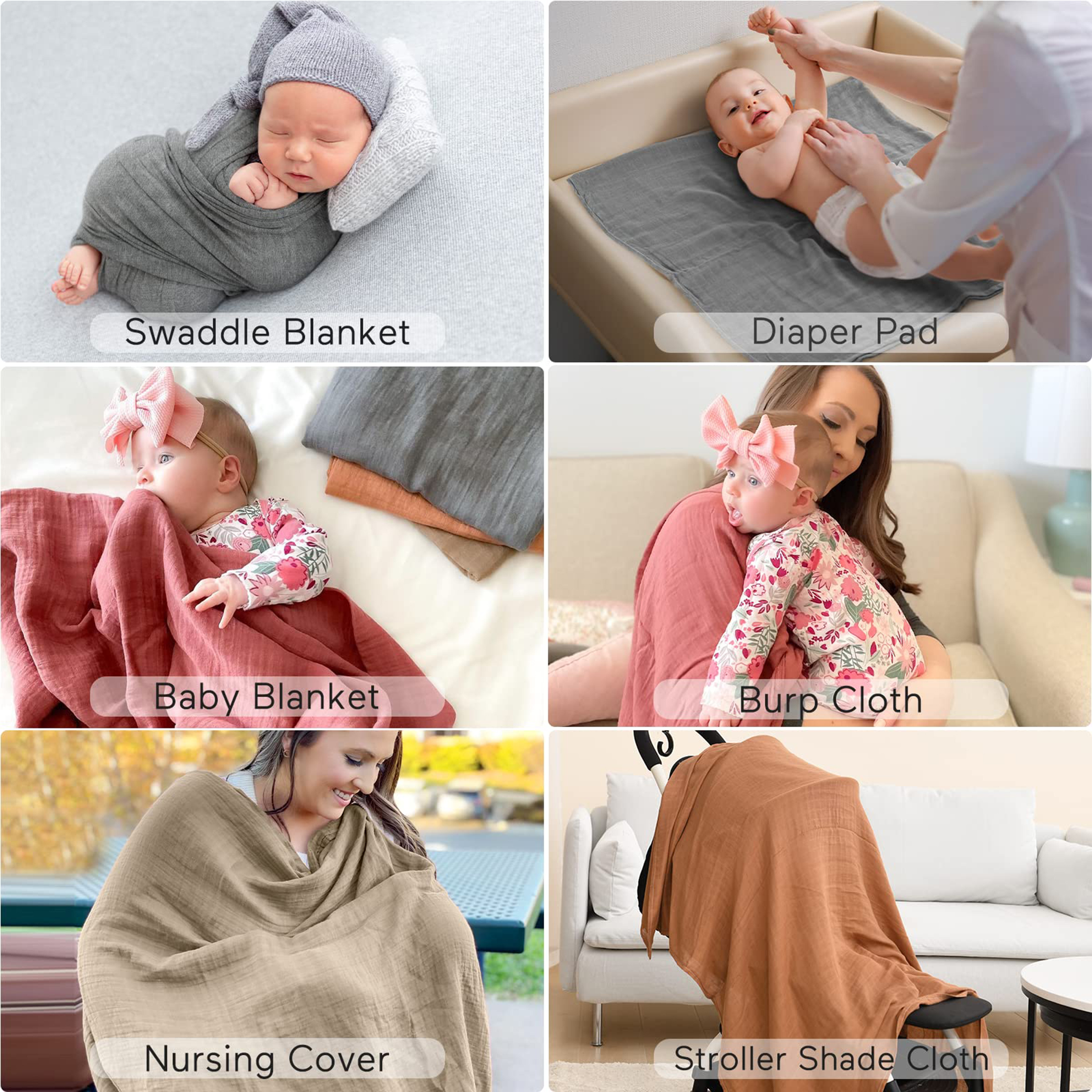Momcozy Muslin Swaddle Blanket, 47"x47", 4-Pack photo 5