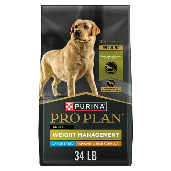 Purina Pro Plan Large Breed Weight Management Dog Food Dry, Chicken and Rice Formula, 34 lb Bag