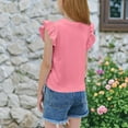 thumbnail image 5 of ADSSDQ Girl's Short Ruffle Sleeve Summer Shirts Top Tie Front Knot Tops Tee T Shirt for 9-10 Years Pink, 5 of 6