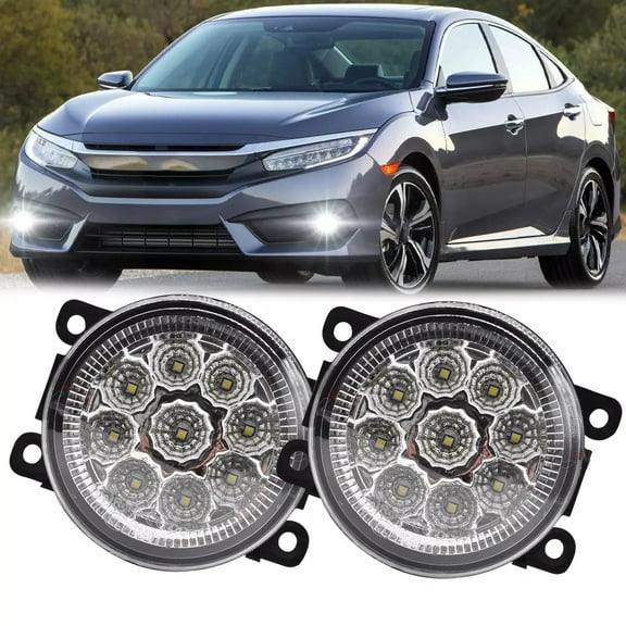 Pair Front Bumper LED Fog Light Driving Lamp 6000K White for Honda Civic 2016 2017 2018-2021