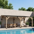 thumbnail image 2 of Outsunny 10' x 20' Wooden Gazebo, Hardtop Lean-to Gazebo Pergola with Galvanized Steel Sloped Roof, Large Heavy Duty Awning, Light Walnut, 2 of 9