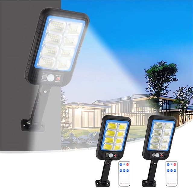 Fiudx Aplique Solar de Pared para Exterior, Lámpara Led Cob con Sensor Impermeable, Rotación Ajustable de 90°, Detección de Movimiento, Control Remoto, Ideal para Caminos de Jardín y Patios de Villas