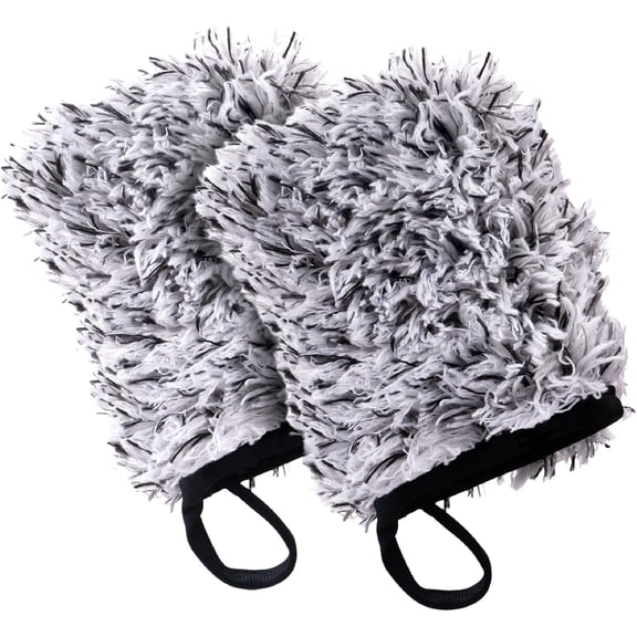 Wheel Cleaner Mitts for Car, Microfiber Wheel Cleaner for Car Detailing and Rims, Black and White, 5.5 Inch x 4.4 Inch, 2 Pack