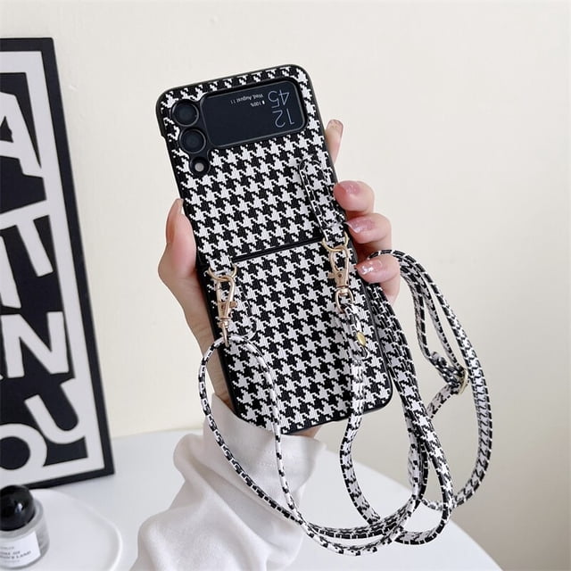 Funda cruzada de pata de gallo para Samsung Galaxy Z Flip 4 3 2 Z Flip3 Flip4 Cute Pearl Flower Hand ULJOPhone zhangmengya LED