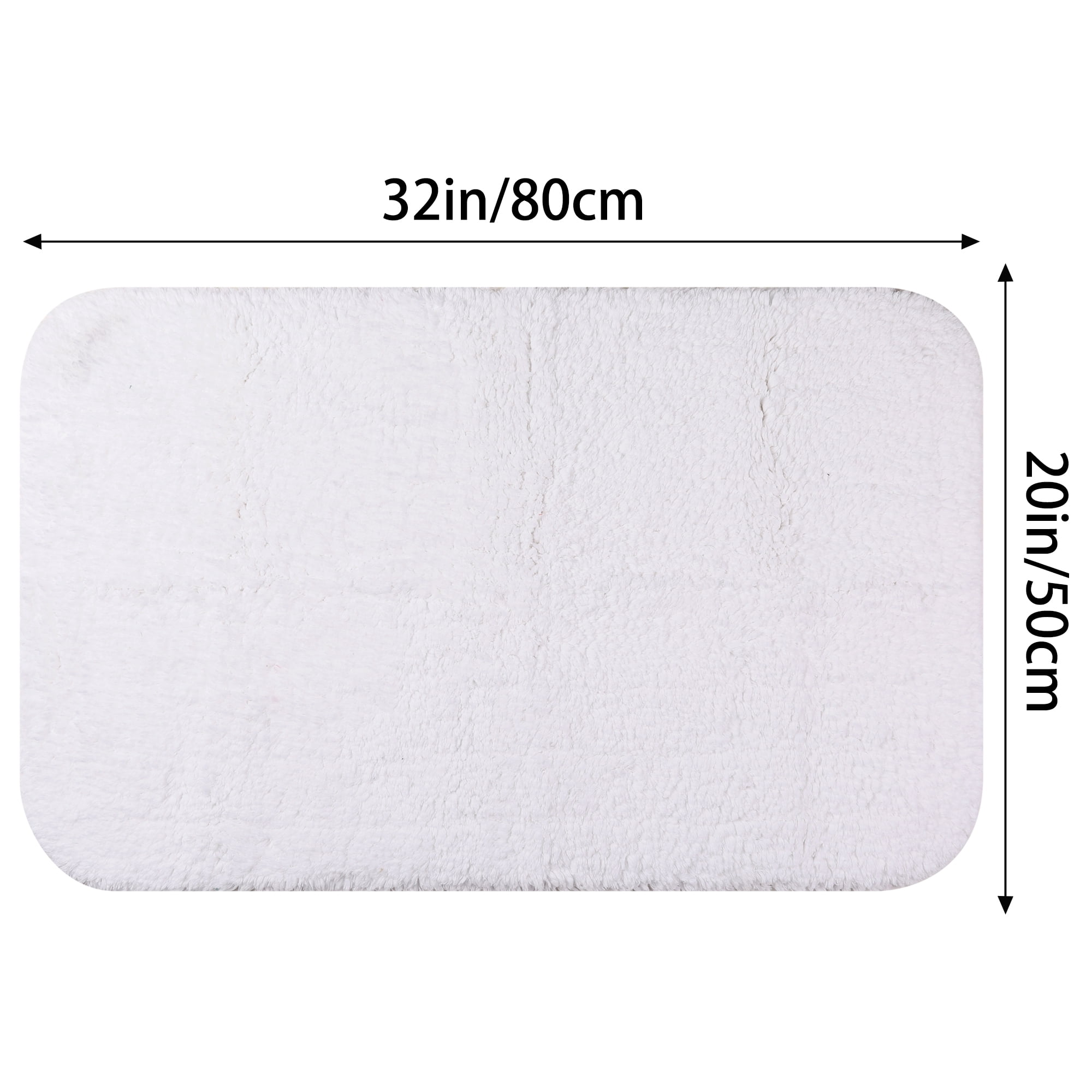 Unique Bargains Cotton Mat Rug Plush Water Absorbent Luxury Rectangular Machine Washable White 20" x 32"