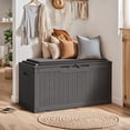 thumbnail image 2 of Vineego 100 Gallon Resin Deck Box with Cushions,Indoor Outdoor Lockable Storage Containe,Gray, 2 of 8