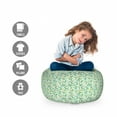 thumbnail image 2 of Cactus Storage Toy Bag Chair, Continuous Cacti Plants Mexican Theme Sketch Illustration on Plain Backdrop, Stuffed Animal Organizer Washable Bag, Large Size, White and Seafoam, by Ambesonne, 2 of 3