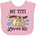 thumbnail image 3 of Inktastic My Titi Loves Me with Sloth and Hearts Boys or Girls Baby Bib, 3 of 4