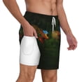 thumbnail image 2 of Kdxio Hybrid Parrot In The Forest Print Men'S Swim Trunks With Compression Liner 7 Inch Inseam Quick Dry Swim Shorts, 2 of 7
