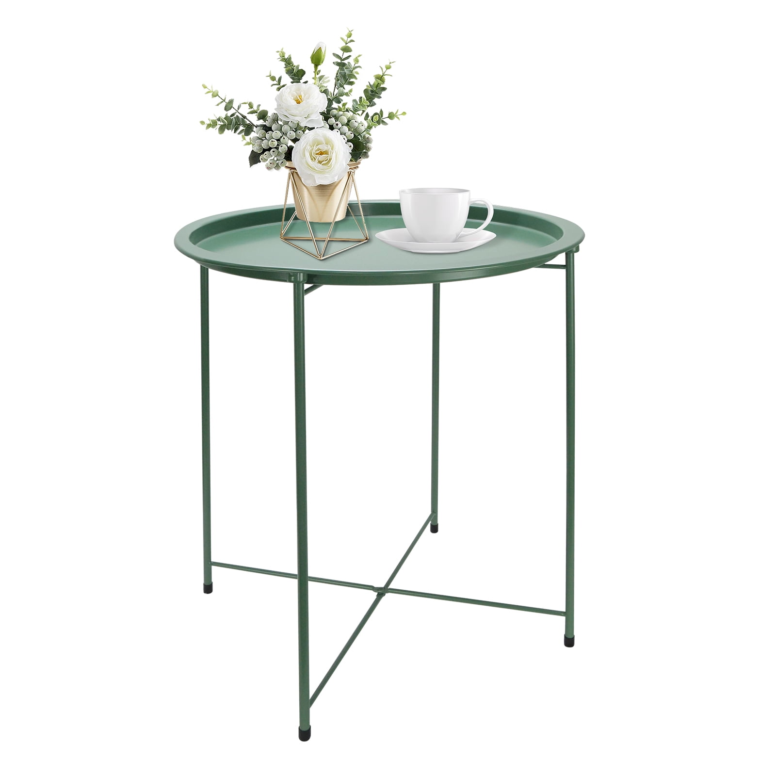 Voilamart Foldable Side Table Nightstand Outdoor Side Table Round