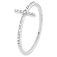 thumbnail image 2 of 14k White Gold 0.16 Dwt Side-ways Diamond Sideways Religious Faith Cross Ring Size 6 Ring for Women, 2 of 2