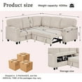 thumbnail image 2 of 81'' Sectional Sleeper Sofa with Pull Out Bed, Convertible Corduroy Cloud Couch L Shaped 5-Seat Modular Couches with Storage Space and USB Charging, Sectional Couches for Living Room (Beige), 2 of 9