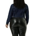 thumbnail image 3 of Unique Bargains Women's Plus Size Long Sleeve Jean Jacket Button Cropped Denim Jacket, 3 of 6