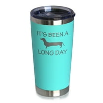 Long Day - Insulated Coffee Tumbler with Sliding Lid - Funny Dachshund Gifts - Teal 20oz