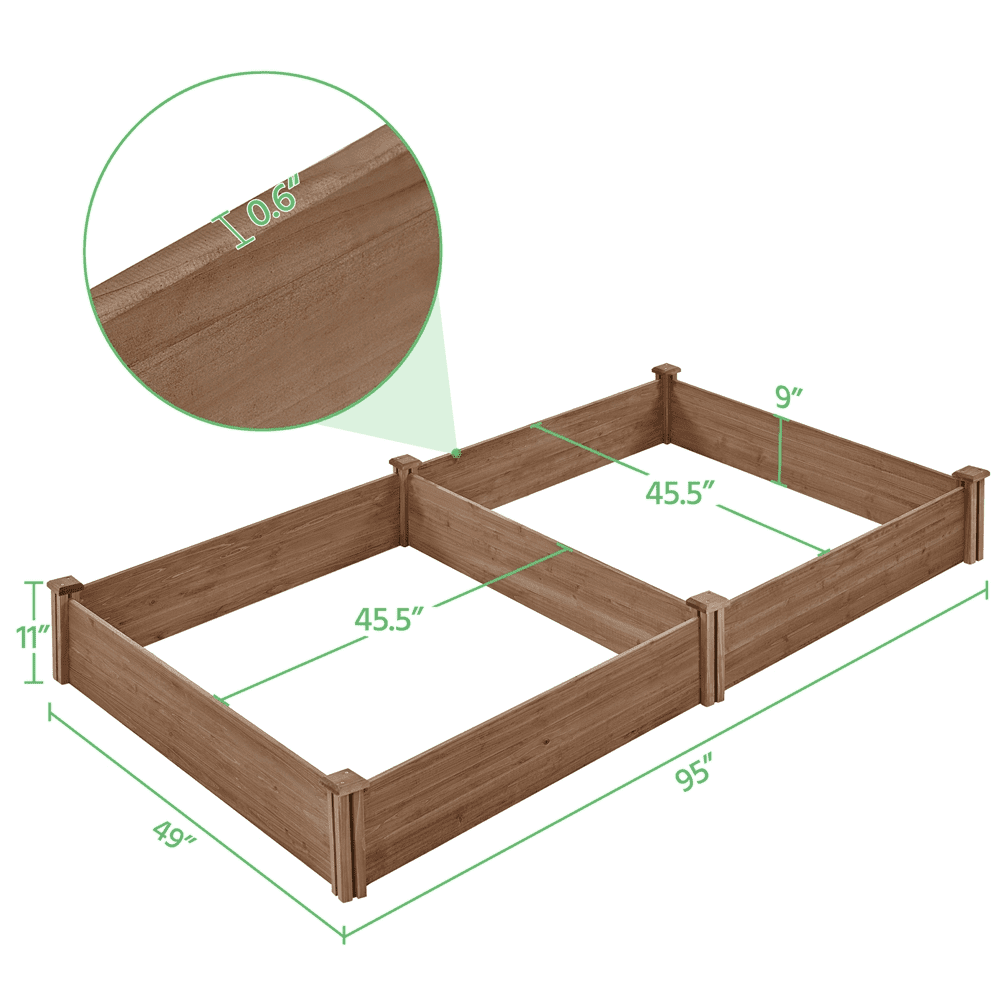 Alden Design Wooden Raised Garden Bed Planter Box for Vegetable, Dark Brown