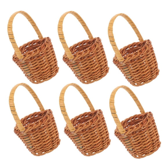 MLINS 6 Pcs Mini Woven Baskets Wicker Storage Rattan Small
