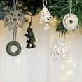 thumbnail image 4 of PONPRNGY 1Pc Christmas Hand Woven Small Christmas Tree Christmas Circle Snowflake Decoration Small Pendant Hanging Wall Mounted, 4 of 6