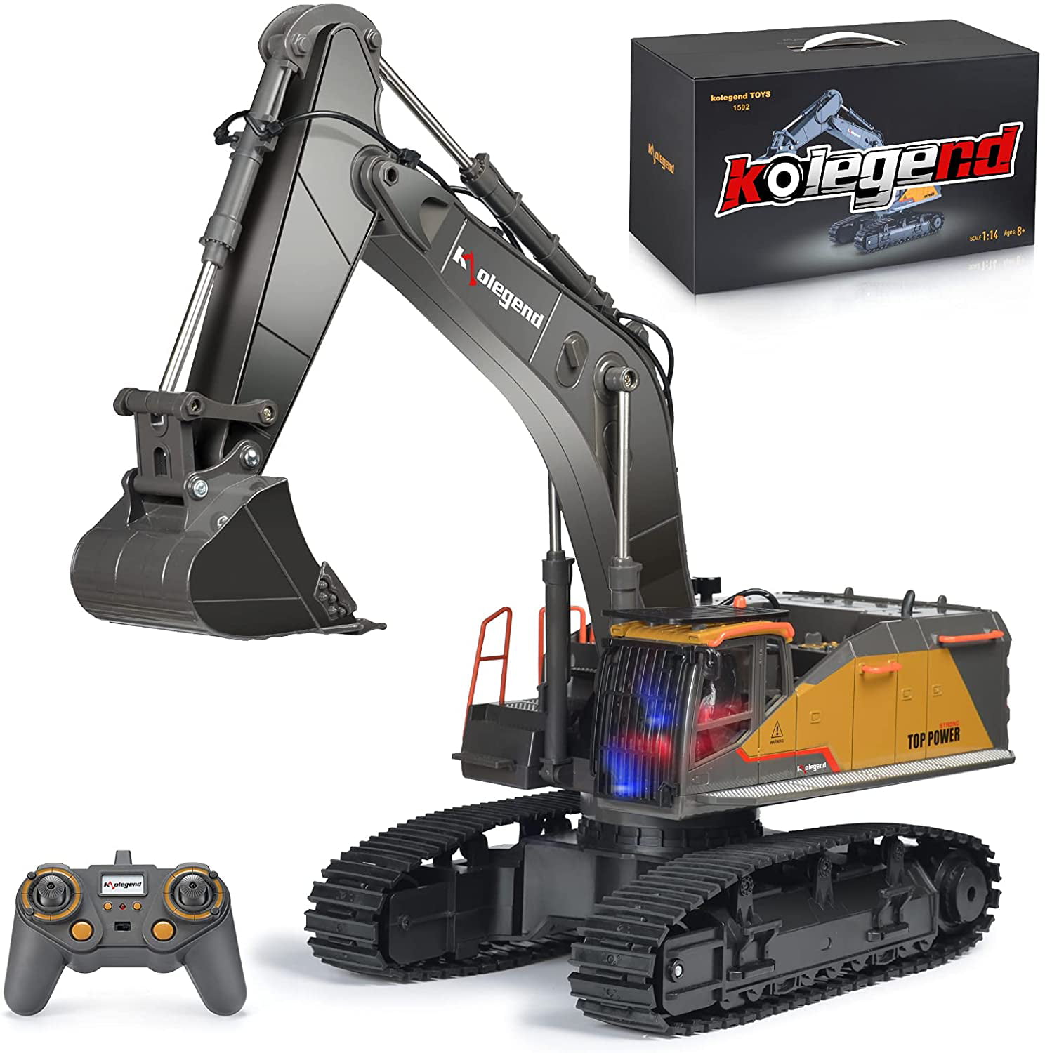 Battery Powered 1.14 scale Remote Control Excavator Digger 15 Channel RC 2.4Ghz 
