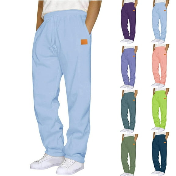 DIOAZUD Mens Sweatpants Drawstring Waist Open Bottom Sweatpant Solid Color Big and Tall Sweat Pants Workout Athletic Sweat Pant