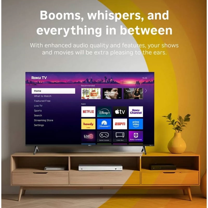 Hiro Roku TV 40" 1080p Full HD Smart Roku TV with Dolby Audio for Streaming front and back view