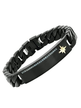 Men S Bracelets Product Image Men S Black 10k Gold Stainless Steel Id Bracelet With 1 6cttw Diamond