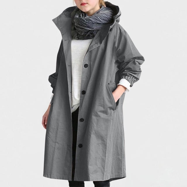 Chaqueta cortavientos de lana de manga larga y longitud media con bolsillos y capucha de color liso para niña, de poliéster, para invierno
