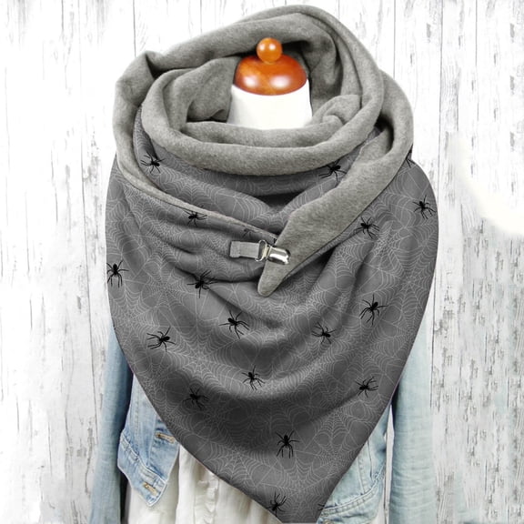 Harpily Womens Scarf Halloween Themed Printed Shawl with Button Fasten Wrap Versatile Warm Wrap for Fancy Dress and Daily Outfit