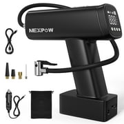 NEXPOW Tire Inflator Portable Air Compressor - Air Pump for Car Tires (up to 160 PSI)12V DC Cordless Tire Pump w/ LED and Digital Display - Ideal for Cars, E-Bikes, Motorcycles, and Balls