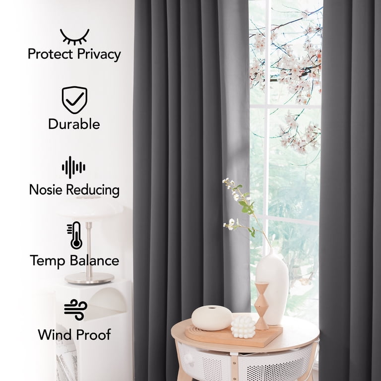 Deconovo Blackout Curtains 52x84 Dark Gray 2-Panel Set photo 4