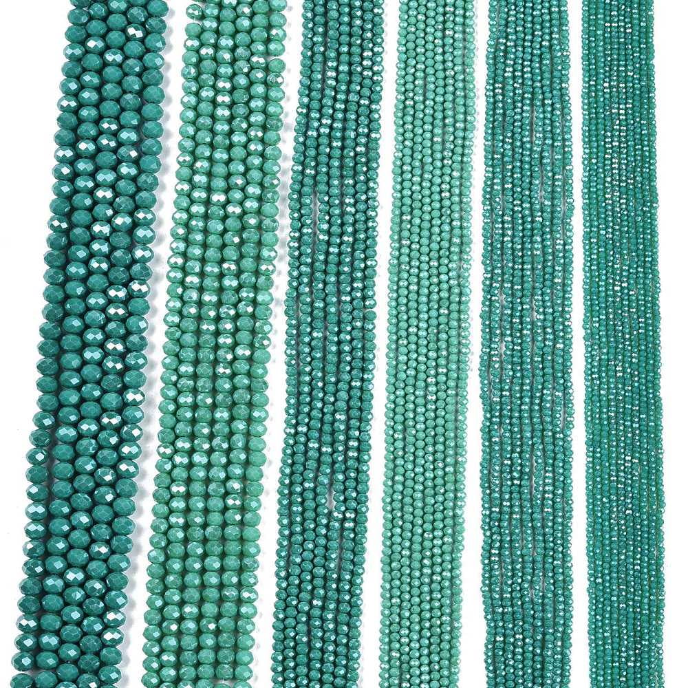 20 strand Electroplate Glass Beads Strands Pearl Luster Plated Faceted Rondelle Light Sea Green 8x6mm Hole: 1~1.4mm 64~65pcs/strand 40~41cm