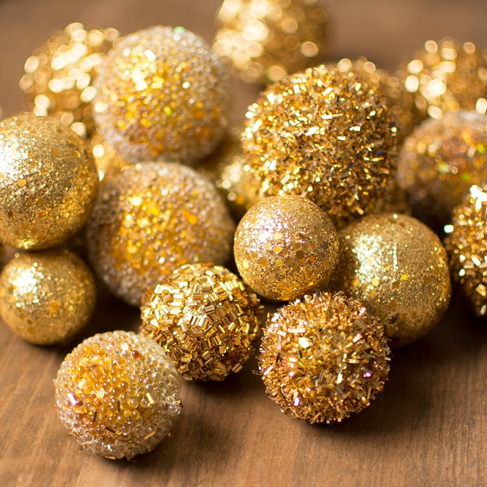 Wedding Decor Vase Filler Sequin Balls Metallic Spheres 1.252 in Gold