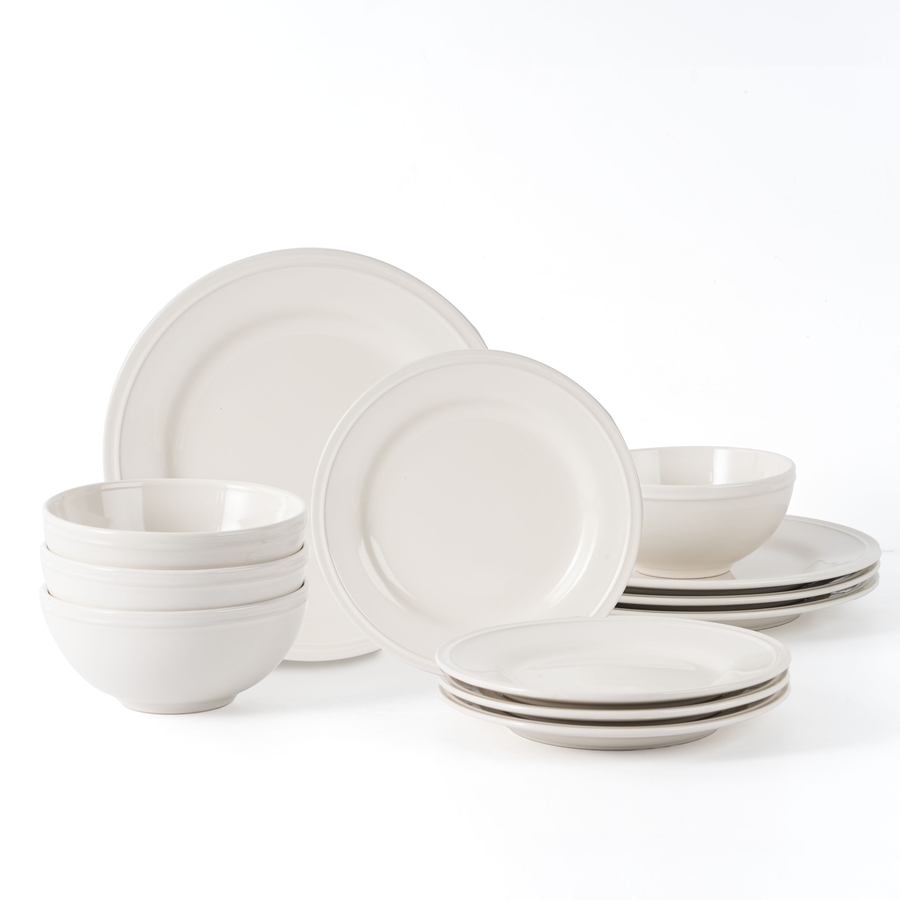 Mainstays Darby Vanilla 12 Piece Stoneware Dinnerware Set