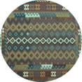 thumbnail image 1 of Ahgly Company Indoor Round Oriental Light Blue Traditional Area Rugs, 5' Round, 1 of 4