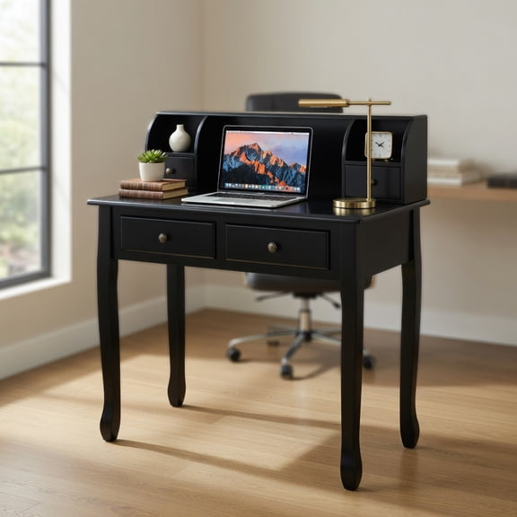 Spaco Removable Floating Organizer 2-Tier Mission Home Computer Vanity Desk-Black, Office Desk, Gaming Computer Desks for Study,Working,Writing